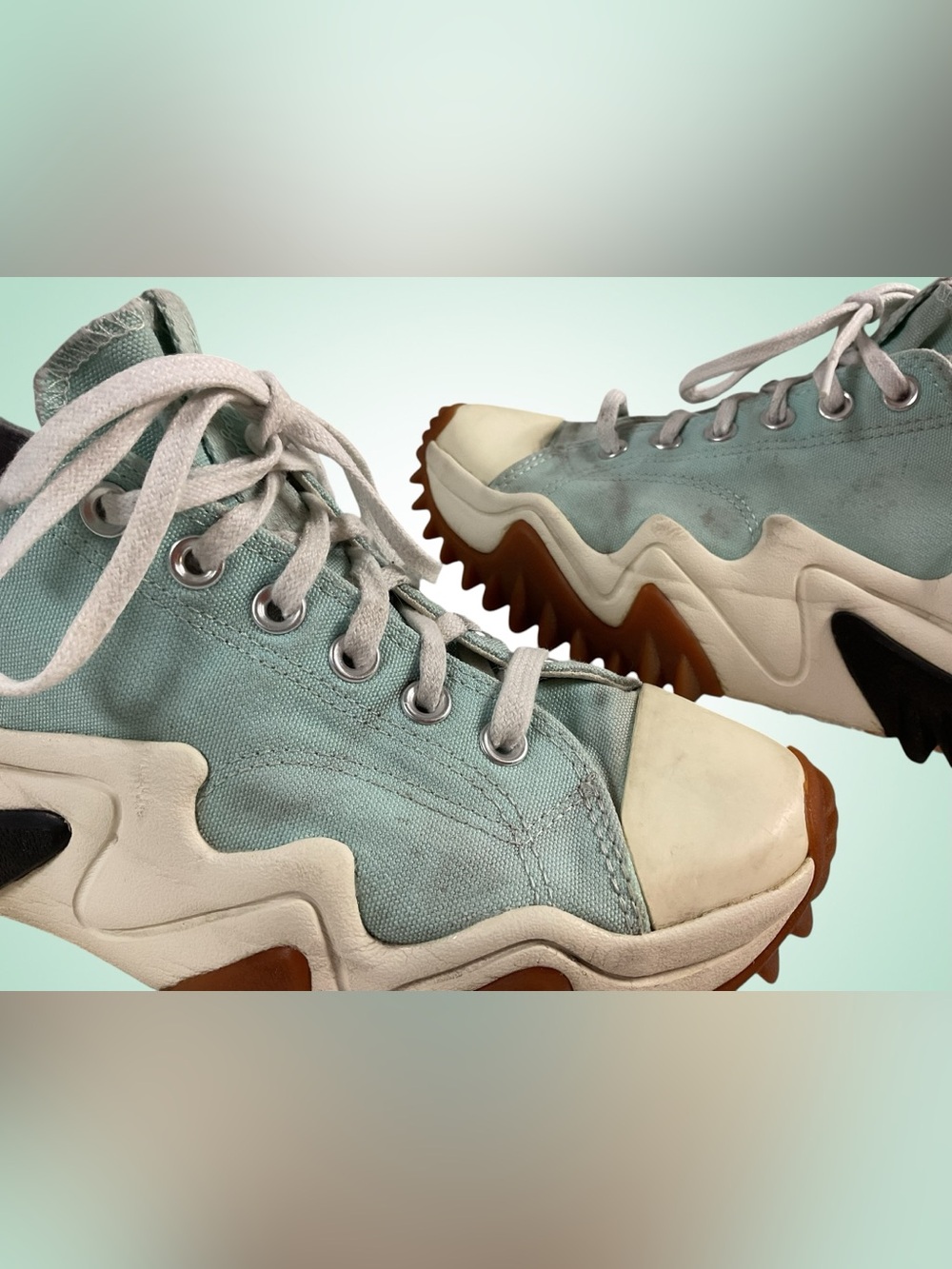 Converse Run Star Wave-Soled Sneakers in Mint Green/Cream Unisex 27.6cm M 9/W 11 - Picture 2 of 14